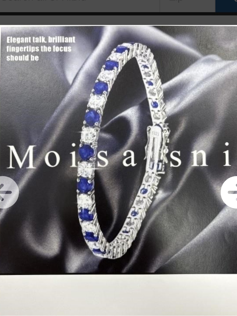 Moissanite Blue Sapphire and Silver Tennis Bracelet